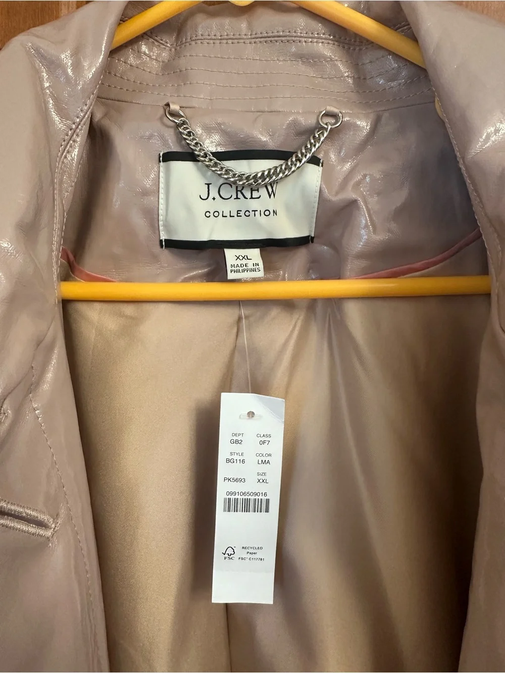J. Crew Glossy Lavender Trench Coat